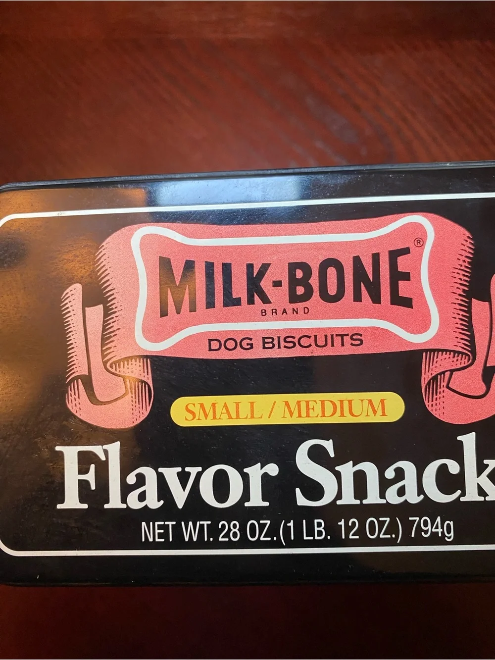 Vintage Milk-Bone Dog Biscuit metal tin (empty) 7x5.75x3.5